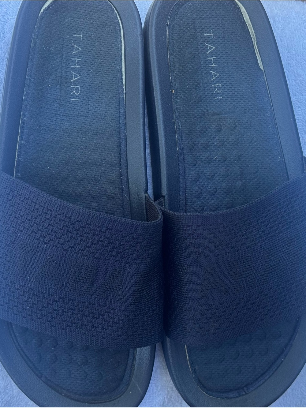 Tahari Black Knit Slide Sandals